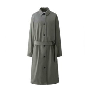 Uniqlo and Lemaire Uniqlo U Women’s Raincoat Long Coat in a smoky green